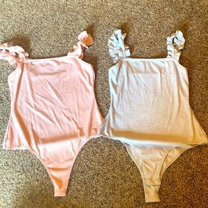 Baby Pink & Light Gray off shoulder or tank bodysuits large